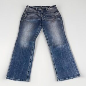 BKE Jeans Men 33x32 Blue Tyler Straight Stretch Dark Wash Denim Whiskered